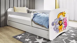 Kocot kids Detská posteľ Babydreams ZOO biela, varianta 80x180, se šuplíky, s matrací