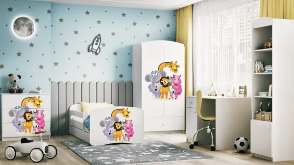 Kocot kids Detská posteľ Babydreams ZOO biela, varianta 80x180, se šuplíky, s matrací