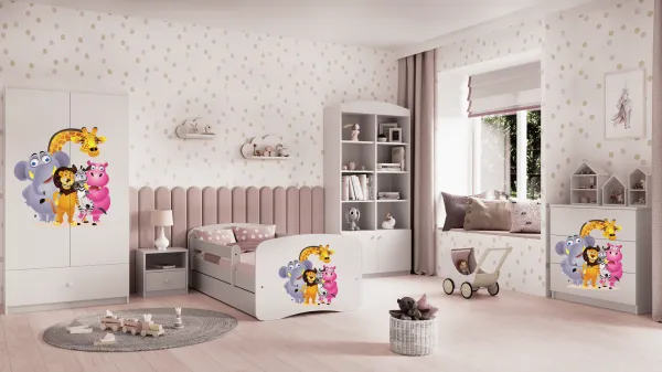 Kocot kids Detská posteľ Babydreams ZOO biela, varianta 80x180, se šuplíky, s matrací