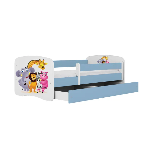 Kocot kids Detská posteľ Babydreams ZOO modrá, varianta 80x180, se šuplíky, s matrací