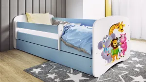 Kocot kids Detská posteľ Babydreams ZOO modrá, varianta 80x180, se šuplíky, s matrací