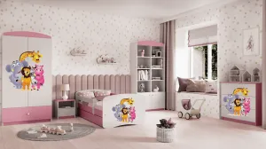 Kocot kids Detská posteľ Babydreams ZOO ružová, varianta 70x140, se šuplíky, s matrací