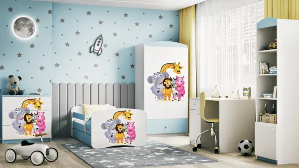 Kocot kids Detská posteľ Babydreams ZOO modrá, varianta 80x180, se šuplíky, s matrací