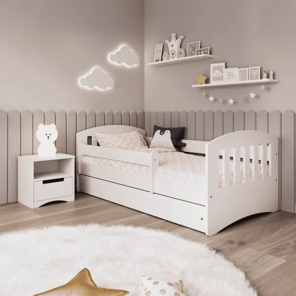 Kocot kids Detská posteľ Classic I biela, varianta 80x140, se šuplíky, s matrací