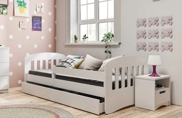 Kocot kids Detská posteľ Classic I biela, varianta 80x140, se šuplíky, s matrací
