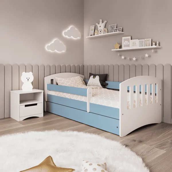 Kocot kids Detská posteľ Classic I modrá, varianta 80x140, se šuplíky, s matrací