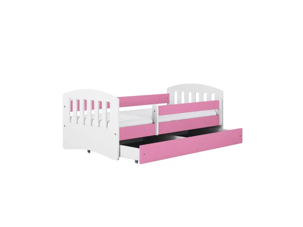 Kocot kids Detská posteľ Classic I ružová, varianta 80x140, se šuplíky, s matrací