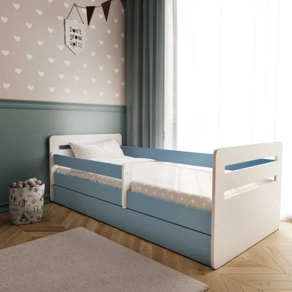 Kocot kids Detská posteľ Tomi modrá, varianta 80x140, se šuplíky, s matrací