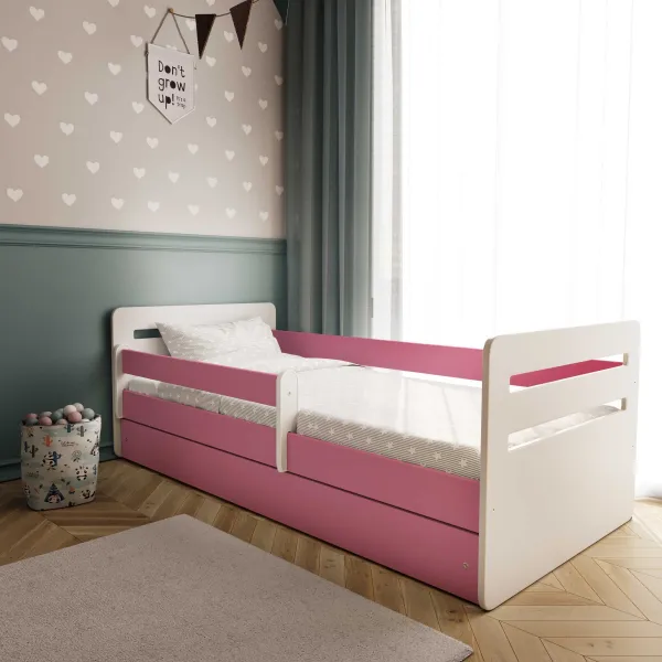 Kocot kids Detská posteľ Tomi ružová, varianta 80x180, se šuplíky, s matrací