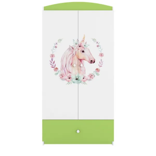 Kocot kids Detská skriňa Babydreams 90 cm jednorožec zelená