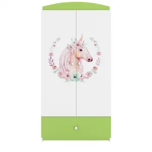 Kocot kids Detská skriňa Babydreams 90 cm jednorožec zelená