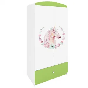 Kocot kids Detská skriňa Babydreams 90 cm jednorožec zelená