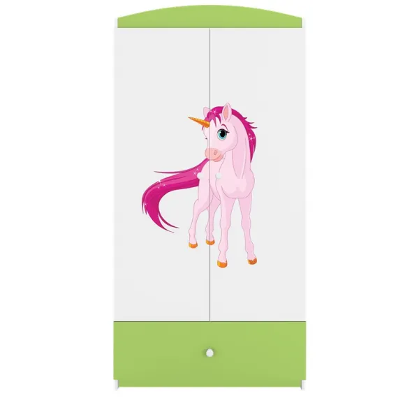 Kocot kids Detská skriňa Babydreams 90 cm jednorožec zelená II