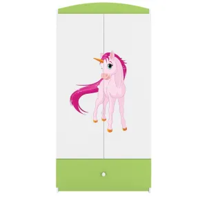 Kocot kids Detská skriňa Babydreams 90 cm jednorožec zelená II