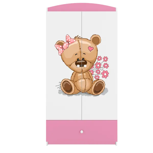 Kocot kids Detská skriňa Babydreams 90 cm medveď s kvetmi ružová