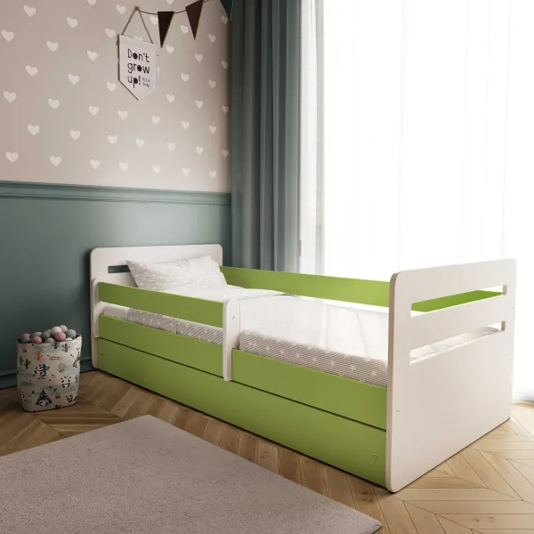 Kocot kids Detská posteľ Tomi zelená, varianta 80x140, se šuplíky, s matrací