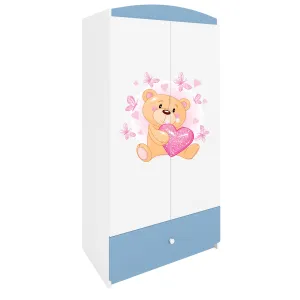 Kocot kids Detská skriňa Babydreams 90 cm medvedík s motýlikmi modrá