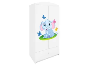 Kocot kids Detská skriňa Babydreams 90 cm slon s motýlikmi biela