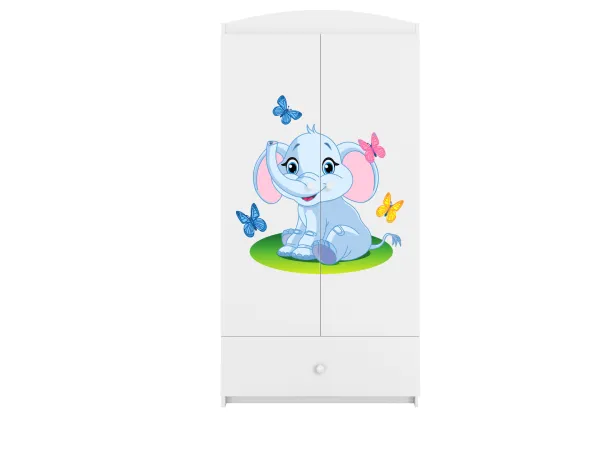 Kocot kids Detská skriňa Babydreams 90 cm slon s motýlikmi biela