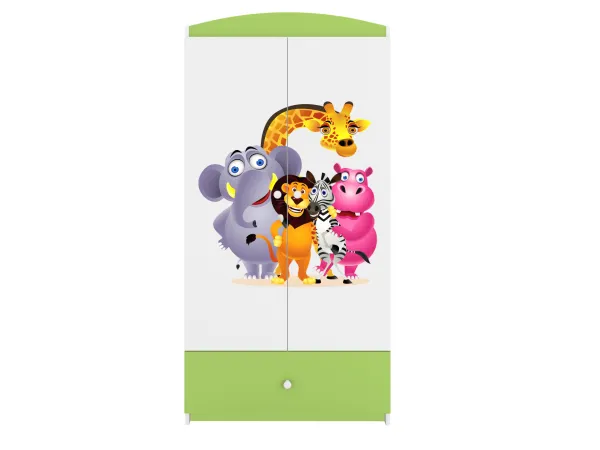 Kocot kids Detská skriňa Babydreams 90 cm ZOO zelená