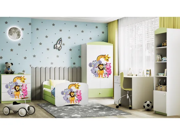 Kocot kids Detská skriňa Babydreams 90 cm ZOO zelená