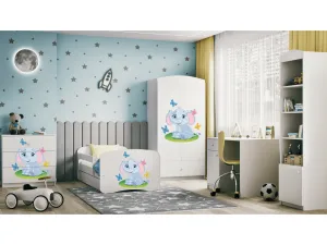 Kocot kids Detská skriňa Babydreams 90 cm slon s motýlikmi biela