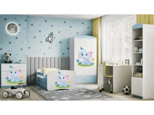 Kocot kids Detská skriňa Babydreams 90 cm slon s motýlikmi modrá