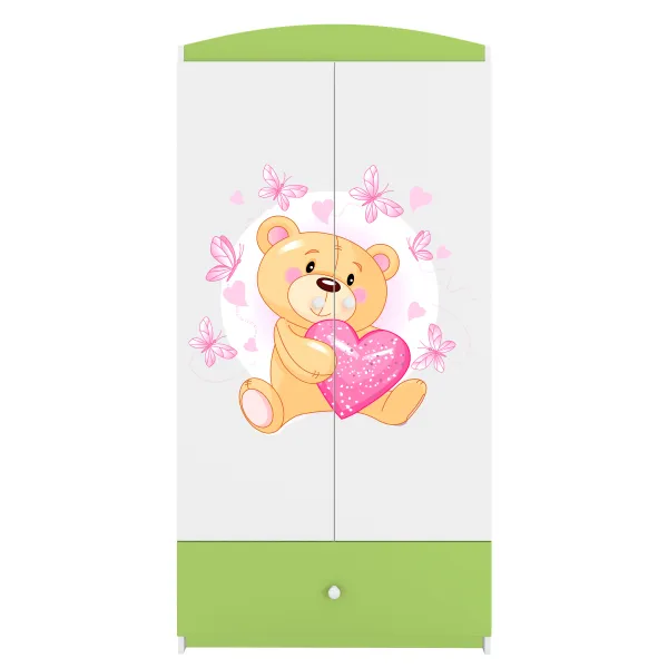Kocot kids Detská skriňa Babydreams 90 cm medvedík s motýlikmi zelený