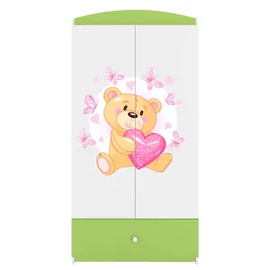 Kocot kids Detská skriňa Babydreams 90 cm medvedík s motýlikmi zelený