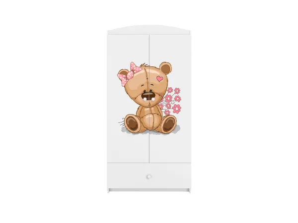 Kocot kids Detská skriňa Babydreams 90 cm medvedík s kvietkami biela