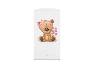 Kocot kids Detská skriňa Babydreams 90 cm medvedík s kvietkami biela