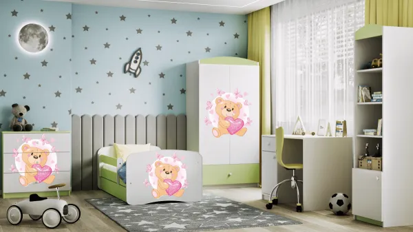 Kocot kids Detská skriňa Babydreams 90 cm medvedík s motýlikmi zelený