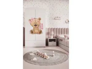 Kocot kids Detská skriňa Babydreams 90 cm medvedík s kvietkami biela