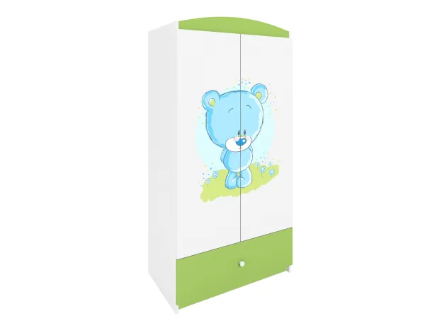 Kocot kids Detská skriňa Babydreams 90 cm medvedík zelená