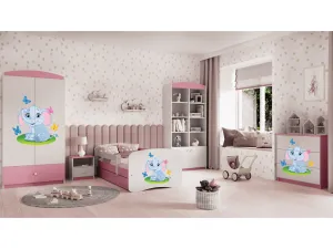 Kocot kids Detská skriňa Babydreams 90 cm slon s motýlikmi ružová