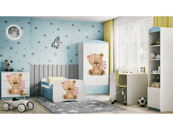 Kocot kids Detská skriňa Babydreams 90 cm medvedík s kvietkami modrá
