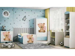 Kocot kids Detská skriňa Babydreams 90 cm medvedík s kvietkami modrá
