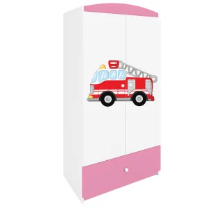 Kocot kids Detská skriňa Babydreams 90 cm hasičské auto ružová