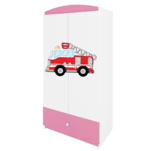 Kocot kids Detská skriňa Babydreams 90 cm hasičské auto ružová