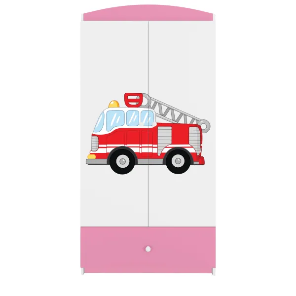 Kocot kids Detská skriňa Babydreams 90 cm hasičské auto ružová
