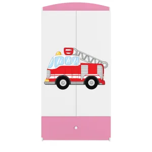 Kocot kids Detská skriňa Babydreams 90 cm hasičské auto ružová