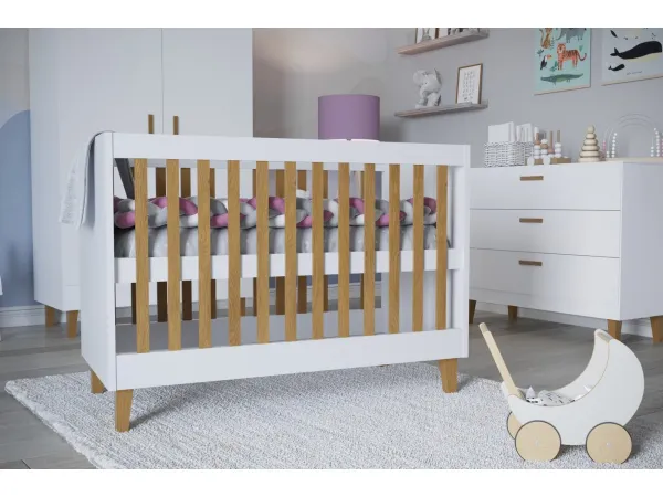 Kocot kids Detská postieľka Kubi 120x60 cm biela, varianta 60x120, bez šuplíků, bez matrace