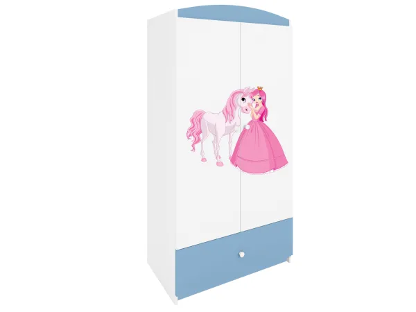 Kocot kids Detská skriňa Babydreams 90 cm princezná a poník modrá