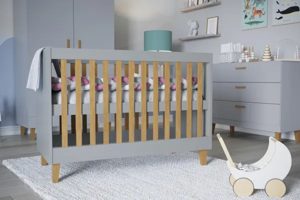 Kocot kids Detská postieľka Kubi šedá, varianta 60x120, bez šuplíků, bez matrace
