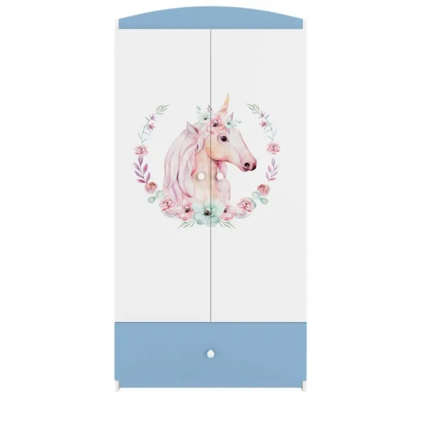 Kocot kids Detská skriňa Babydreams 90 cm jednorožec modrá