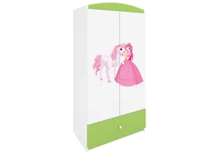 Kocot kids Detská skriňa Babydreams 90 cm princezná a poník zelená