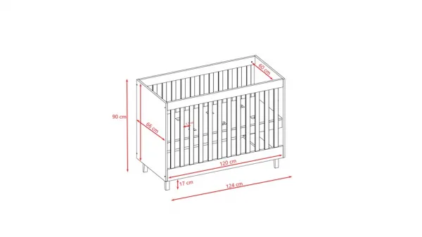 Kocot kids Detská postieľka Kubi šedá, varianta 60x120, bez šuplíků, bez matrace