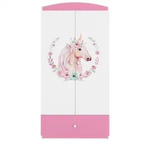 Kocot kids Detská skriňa Babydreams 90 cm jednorožec ružová