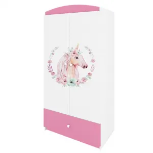 Kocot kids Detská skriňa Babydreams 90 cm jednorožec ružová