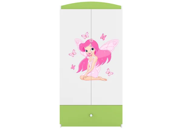 Kocot kids Detská skriňa Babydreams 90 cm víla s motýlikmi zelená